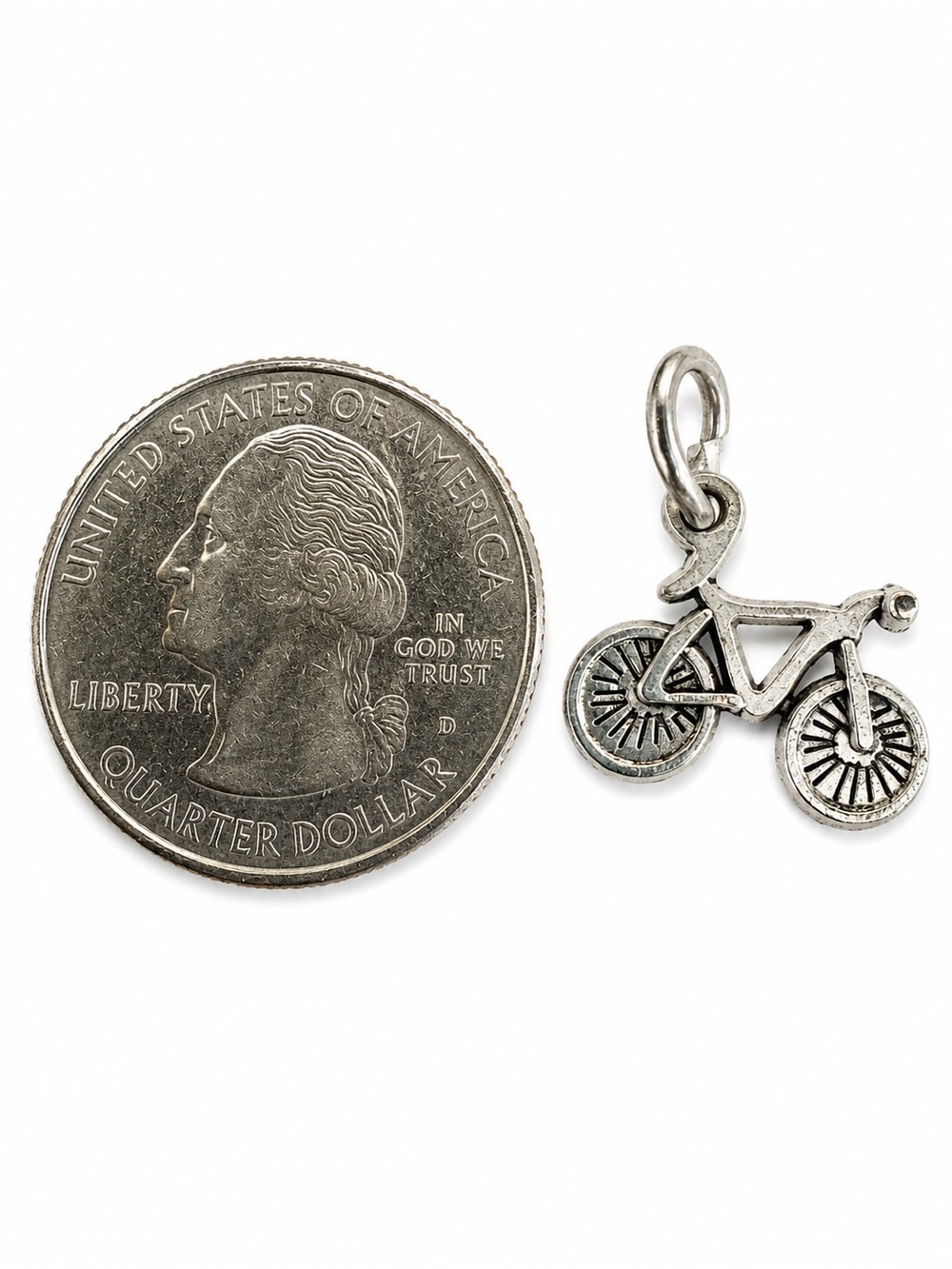 Bicycle Charm Pendant Silver Tone Bike Cyclist Cycling Necklace Charm